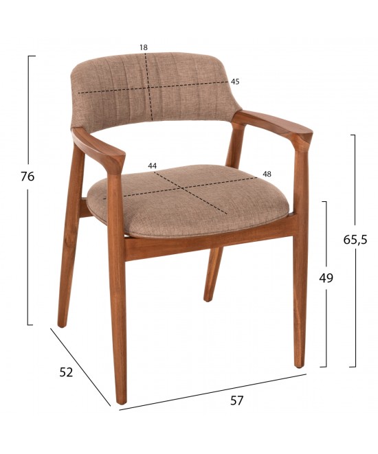 ΠΟΛΥΘΡΟΝΑ JAMES HM18259 TEAK WOOD ΜΕ ΣΑΜΠΑΝΙ ΥΦΑΣΜΑ 57x52x76Υεκ.