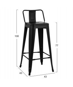 ΣΚΑΜΠΟ BAR ME ΠΛΑΤΗ ΜΕΤΑΛΛΙΚΟ MELITA-PRO HM8643.42 ΜΑΥΡΟ ΜΑΤ 42x42x100Υεκ.