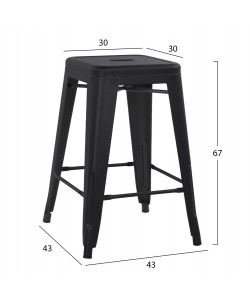 ΣΚΑΜΠΟ ΜΕΣΑΙΟΥ ΥΨΟΥΣ ΜΕΤΑΛΛΙΚΟ MELITA-PRO HM8573.42 ΜΑΥΡΟ ΜΑΤ 43x43x67Υεκ.