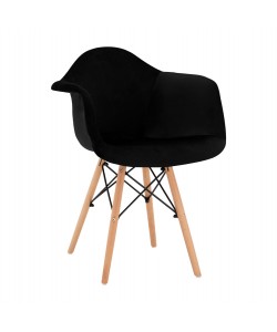 ΠΟΛΥΘΡΟΝΑ MIRTO HM8720.04 ΜΕ ΞΥΛΙΝΑ ΠΟΔΙΑ & ΒΕΛΟΥΔΟ ΜΑΥΡΟ 62x62x80Υ εκ.