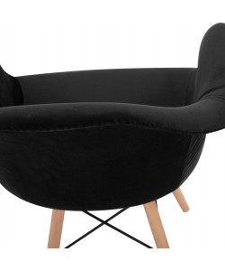 ΠΟΛΥΘΡΟΝΑ MIRTO HM8720.04 ΜΕ ΞΥΛΙΝΑ ΠΟΔΙΑ & ΒΕΛΟΥΔΟ ΜΑΥΡΟ 62x62x80Υ εκ.