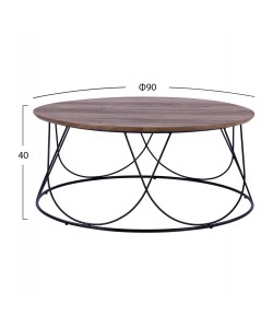 ΤΡΑΠΕΖΑΚΙ ΣΑΛΟΝΙΟΥ ZENA HM8690 MDF TOP ΜΕ ΜΕΤΑΛΛΙΚΟ ΜΑΥΡΟ ΣΚΕΛΕΤΟ Φ90Χ40Υ εκ.