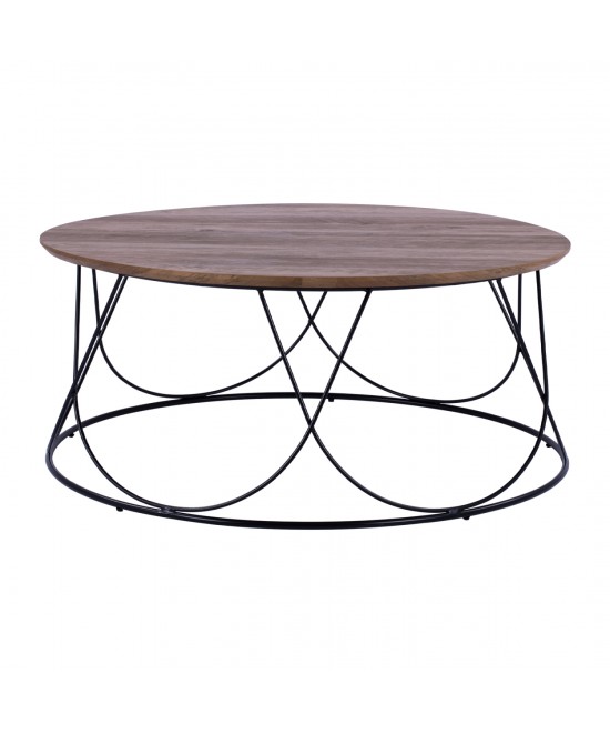 ΤΡΑΠΕΖΑΚΙ ΣΑΛΟΝΙΟΥ ZENA HM8690 MDF TOP ΜΕ ΜΕΤΑΛΛΙΚΟ ΜΑΥΡΟ ΣΚΕΛΕΤΟ Φ90Χ40Υ εκ.