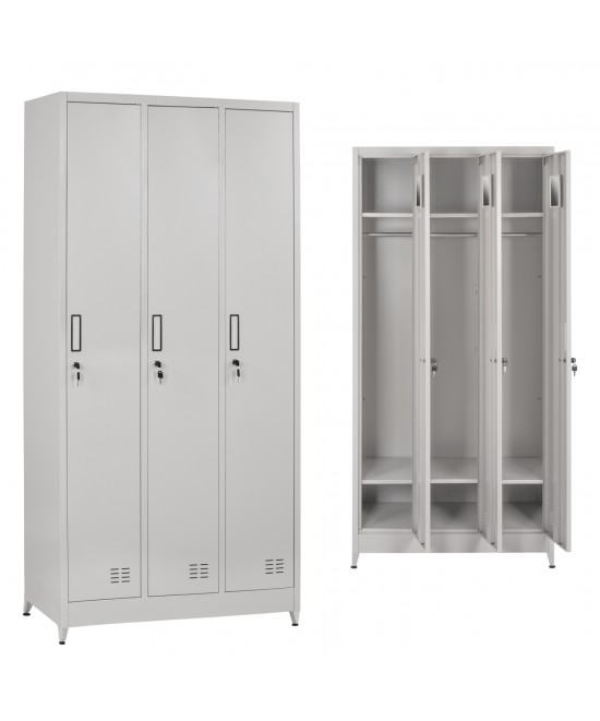 ΜΕΤΑΛΛΙΚΟΣ ΤΡΙΠΛΟΣ ΦΟΡΙΑΜΟΣ ΜΕ ΚΛΕΙΔΑΡΙΕΣ & ΠΟΔΙΑ ALTONA HM21103 ΓΚΡΙ 90x45x195Υεκ.