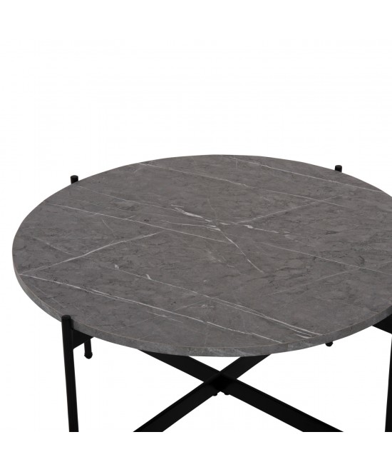 ΣΕΤ 2ΤΜΧ ΤΡΑΠΕΖΙΑ ΣΑΛΟΝΙΟΥ RONDA HM21089.01 MDF ΓΚΡΙ ΜΑΡΜΑΡΟ Φ80εκ & Φ50εκ