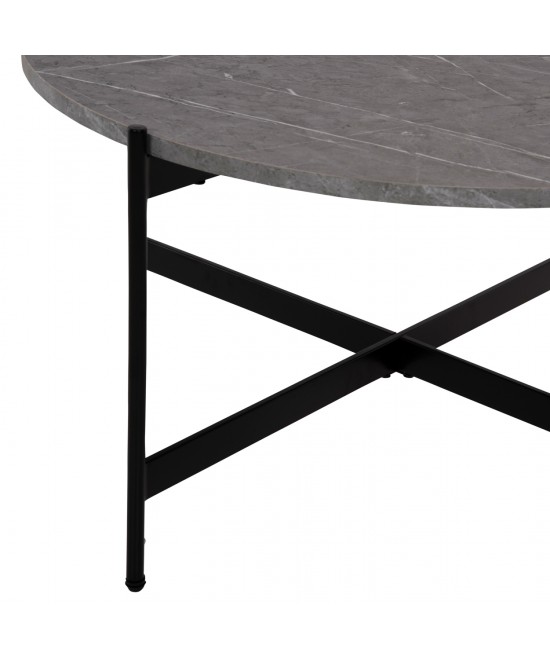 ΣΕΤ 2ΤΜΧ ΤΡΑΠΕΖΙΑ ΣΑΛΟΝΙΟΥ RONDA HM21089.01 MDF ΓΚΡΙ ΜΑΡΜΑΡΟ Φ80εκ & Φ50εκ