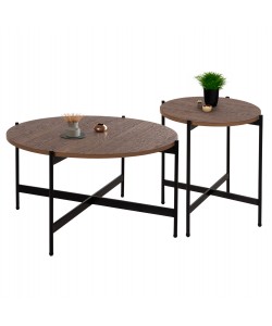 ΣΕΤ 2ΤΜΧ ΤΡΑΠΕΖΙΑ ΣΑΛΟΝΙΟΥ RONDA HM21089.03 MDF ΣΕ ΚΑΡΥΔΙ ΧΡΩΜΑ Φ80εκ & Φ50εκ