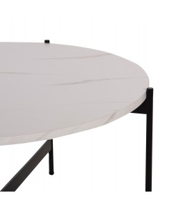 ΣΕΤ 2ΤΜΧ ΤΡΑΠΕΖΙΑ ΣΑΛΟΝΙΟΥ RONDA HM21089.04 MDF ΛΕΥΚΟ ΜΑΡΜΑΡΟ Φ80εκ & Φ50εκ