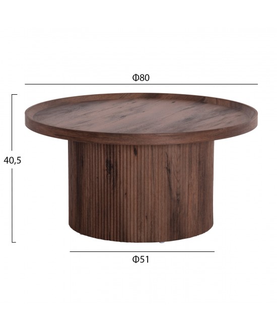 ΣΕΤ 2ΤΜΧ ΤΡΑΠΕΖΙΑ ΣΑΛΟΝΙΟΥ MARGON HM21084 MDF ΣΚΟΥΡΟ ΚΑΦΕ Φ80εκ & Φ45εκ