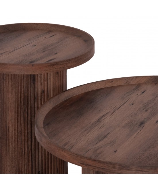 ΣΕΤ 2ΤΜΧ ΤΡΑΠΕΖΙΑ ΣΑΛΟΝΙΟΥ MARGON HM21084 MDF ΣΚΟΥΡΟ ΚΑΦΕ Φ80εκ & Φ45εκ