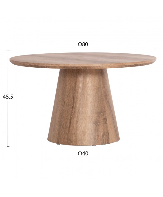 ΣΕΤ 2ΤΜΧ ΤΡΑΠΕΖΙΑ ΣΑΛΟΝΙΟΥ KARAN HM21085 MDF ΦΥΣΙΚΟ ΞΥΛΟΥ Φ80εκ & Φ45εκ
