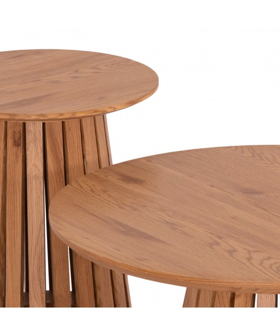 ΣΕΤ 2ΤΜΧ ΤΡΑΠΕΖΙΑ ΣΑΛΟΝΙΟΥ TALBERT HM21083 MDF ΦΥΣΙΚΟ ΞΥΛΟΥ Φ80εκ & Φ45εκ