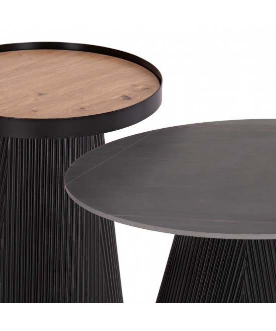 ΣΕΤ 2ΤΜΧ ΤΡΑΠΕΖΙΑ ΣΑΛΟΝΙΟΥ DUNCAN HM21081 MDF ΚΑΙ ΚΕΡΑΜΙΚΟ TOP Φ80εκ & Φ45εκ