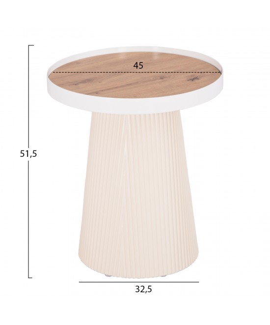 ΣΕΤ 2ΤΜΧ ΤΡΑΠΕΖΙΑ ΣΑΛΟΝΙΟΥ DUNCAN HM21082 MDF ΚΡΕΜ ΚΑΙ ΚΕΡΑΜΙΚΟ TOP Φ80εκ & Φ45εκ