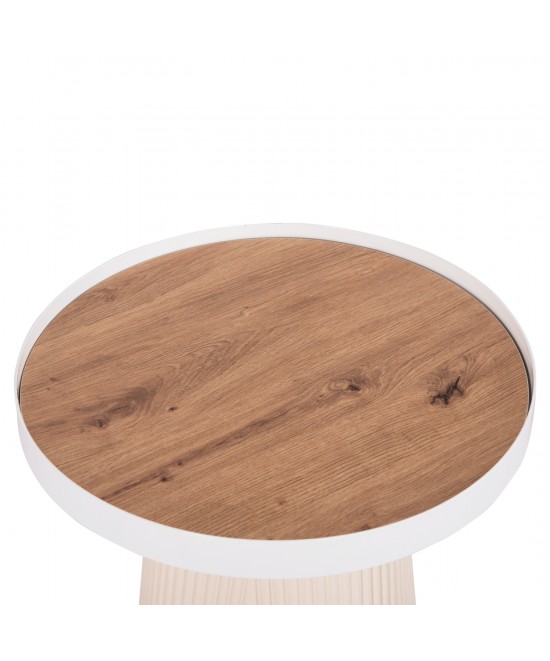 ΣΕΤ 2ΤΜΧ ΤΡΑΠΕΖΙΑ ΣΑΛΟΝΙΟΥ DUNCAN HM21082 MDF ΚΡΕΜ ΚΑΙ ΚΕΡΑΜΙΚΟ TOP Φ80εκ & Φ45εκ