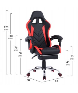 ΠΟΛΥΘΡΟΝΑ GAMING RUTT ΜΕ ΑΝΑΚΛΙΝΟΜΕΝΗ ΠΛΑΤΗ ΚΑΙ ΥΠΟΠΟΔΙΟ HM1156.01 ΣΕ ΧΡΩΜΑ ΜΑΥΡΟ-ΚΟΚΚΙΝΟ