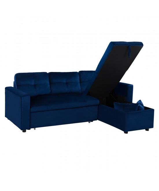 ΚΑΝΑΠΕΣ ΓΩΝΙΑ ΚΡΕΒΑΤΙ WAYNE 224x147x85Υεκ. HM3028.18 ΒΕΛΟΥΔΟ ΜΠΛΕ