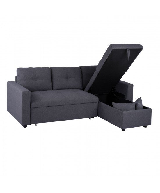 ΚΑΝΑΠΕΣ ΓΩΝΙΑ ΚΡΕΒΑΤΙ WAYNE 224x147x85Υεκ. HM3028.11 ΓΚΡΙ ΥΦΑΣΜΑ
