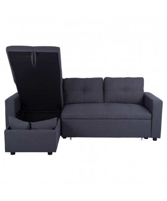 ΚΑΝΑΠΕΣ ΓΩΝΙΑ ΚΡΕΒΑΤΙ WAYNE 224x147x85Υεκ. HM3028.11 ΓΚΡΙ ΥΦΑΣΜΑ