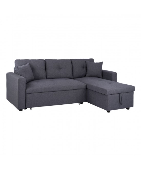 ΚΑΝΑΠΕΣ ΓΩΝΙΑ ΚΡΕΒΑΤΙ WAYNE 224x147x85Υεκ. HM3028.11 ΓΚΡΙ ΥΦΑΣΜΑ