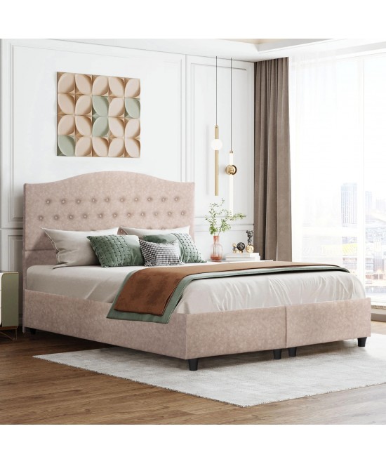 ΚΡΕΒΑΤΙ MALENA HM638.22 ΜΠΕΖ ΥΦΑΣΜΑ Τ. NUBUCK ΓΙΑ ΣΤΡΩΜΑ 150x200εκ.