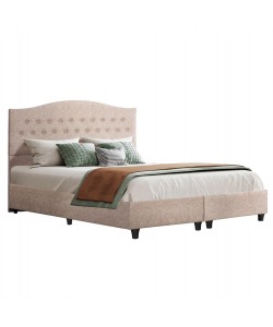 ΚΡΕΒΑΤΙ MALENA HM638.22 ΜΠΕΖ ΥΦΑΣΜΑ Τ. NUBUCK ΓΙΑ ΣΤΡΩΜΑ 150x200εκ.