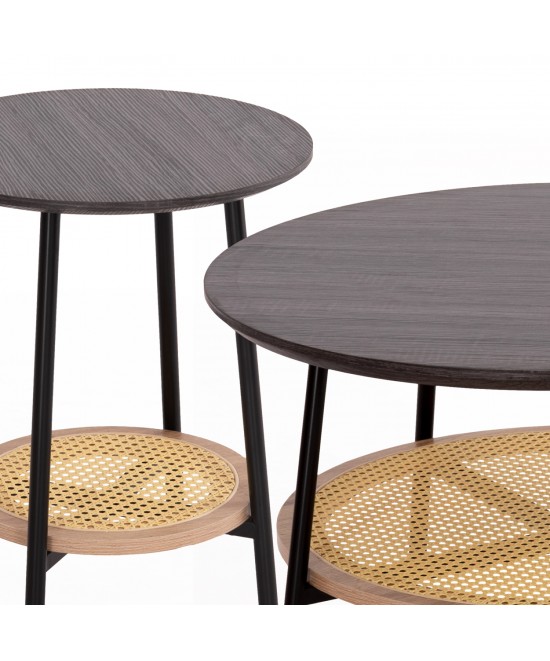 ΣΕΤ 2ΤΜΧ ΤΡΑΠΕΖΙΑ ΣΑΛΟΝΙΟΥ SEWELL HM21087 MDF-ΜΕΤΑΛΛΟ-ΣΥΝΘΕΤΙΚΟ RATTAN Φ80εκ & Φ45εκ