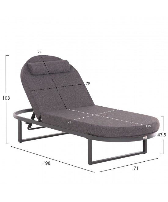 ΕΠΑΓΓΕΛΜATIKH ΞΑΠΛΩΣΤΡΑ MALLOW HM10715.03 ΣΚΟΥΡΟ ΓΚΡΙ ΑΛΟΥΜΙΝΙΟ & ΜΑΞΙΛΑΡΙ 198x71x103Υεκ