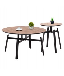 ΣΕΤ 2ΤΜΧ ΤΡΑΠΕΖΙΑ ΣΑΛΟΝΙΟΥ NORTON HM21088 MDF-ΜΕΤΑΛΛΟ Φ80εκ & Φ45εκ