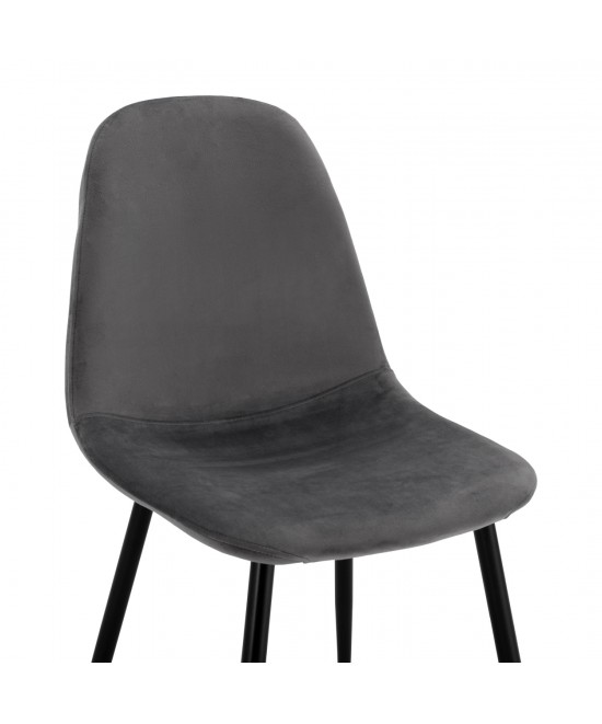 ΚΑΡΕΚΛΑ LEONARDO ΒΕΛΟΥΔΟ ΓΚΡΙ ΜΕ ΜΕΤΑΛΛΙΚΑ ΠΟΔΙΑ 45x53x85Υ εκ. HM00100.01