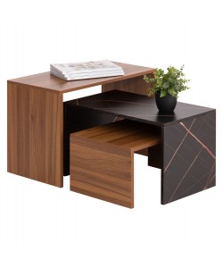 ΤΡΑΠΕΖΙ ΣΑΛΟΝΙΟΥ ΣΕΤ 3ΤΜΧ BENTIL HM9444.12 ΜΕΛΑΜΙΝΗ ΚΑΡΥΔΙ-ΜΑΥΡΟ ΜΑΡΜΑΡΟ 65x35x45Υεκ