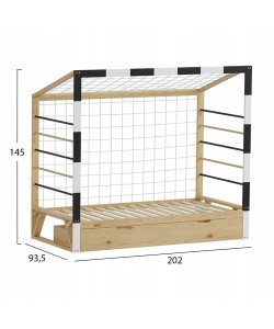 ΚΡΕΒΑΤΙ ΠΑΙΔΙΚΟ τ.MONTESSORI ΜΕ ΣΥΡΤΑΡΙ GOALIE HM700 ΞΥΛΟ ΠΕΥΚΟΥ ΦΥΣΙΚΟ-ΛΕΥΚΟ-ΜΑΥΡΟ- 190x90εκ