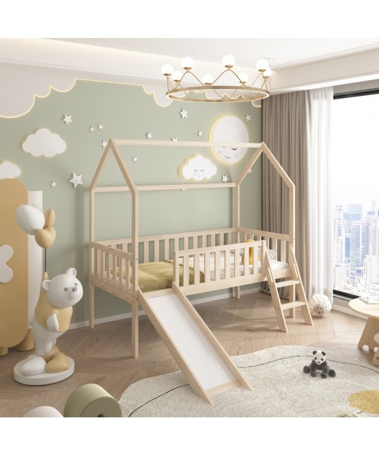 ΠΑΙΔΙΚΟ ΚΡΕΒΑΤΙ τ.MONTESSORI ΜΕ ΤΣΟΥΛΗΘΡΑ PHYLLIS HM701.01 ΞΥΛΟ ΠΕΥΚΟΥ ΦΥΣΙΚΟ ΓΙΑ 90x190εκ