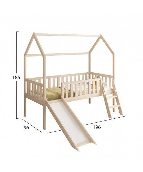 ΠΑΙΔΙΚΟ ΚΡΕΒΑΤΙ τ.MONTESSORI ΜΕ ΤΣΟΥΛΗΘΡΑ PHYLLIS HM701.01 ΞΥΛΟ ΠΕΥΚΟΥ ΦΥΣΙΚΟ ΓΙΑ 90x190εκ