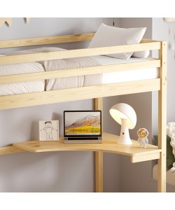 ΠΑΙΔΙΚΟ ΚΡΕΒΑΤΙ ΚΟΥΚΕΤΑ ΜΕ ΓΡΑΦΕΙΟ AKRON HM702.01 ΞΥΛΟ ΠΕΥΚΟΥ ΦΥΣΙΚΟ-ΣΤΡΩΜΑ 90x190εκ