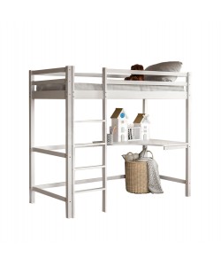 ΠΑΙΔΙΚΟ ΚΡΕΒΑΤΙ ΚΟΥΚΕΤΑ ΜΕ ΓΡΑΦΕΙΟ AKRON HM702.03 ΞΥΛΟ ΠΕΥΚΟΥ ΛΕΥΚΟ-ΣΤΡΩΜΑ 90x190εκ