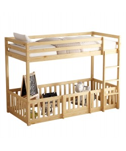 ΠΑΙΔΙΚΗ ΚΟΥΚΕΤΑ τ.MONTESSORI ΜΕ ΠΑΡΚΑΚΙ PLAYKID HM703.01 ΞΥΛΟ ΠΕΥΚΟΥ ΦΥΣΙΚΟ ΓΙΑ 190x90εκ