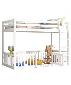 ΠΑΙΔΙΚΗ ΚΟΥΚΕΤΑ τ.MONTESSORI ΜΕ ΠΑΡΚΑΚΙ PLAYKID HM703.03 ΞΥΛΟ ΠΕΥΚΟΥ ΛΕΥΚΟ ΓΙΑ 190x90εκ