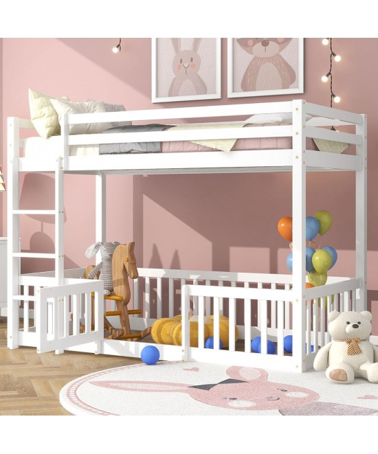ΠΑΙΔΙΚΗ ΚΟΥΚΕΤΑ τ.MONTESSORI ΜΕ ΠΑΡΚΑΚΙ PLAYKID HM703.03 ΞΥΛΟ ΠΕΥΚΟΥ ΛΕΥΚΟ ΓΙΑ 190x90εκ