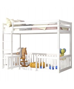 ΠΑΙΔΙΚΗ ΚΟΥΚΕΤΑ τ.MONTESSORI ΜΕ ΠΑΡΚΑΚΙ PLAYKID HM703.03 ΞΥΛΟ ΠΕΥΚΟΥ ΛΕΥΚΟ ΓΙΑ 190x90εκ