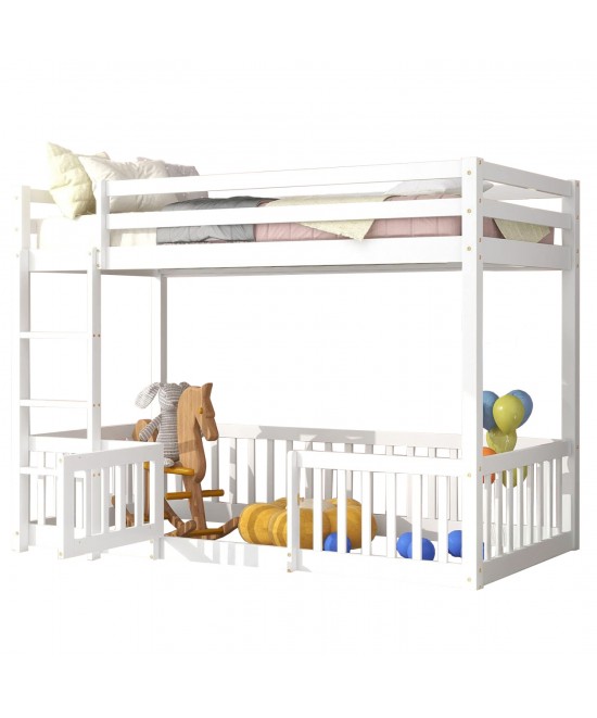 ΠΑΙΔΙΚΗ ΚΟΥΚΕΤΑ τ.MONTESSORI ΜΕ ΠΑΡΚΑΚΙ PLAYKID HM703.03 ΞΥΛΟ ΠΕΥΚΟΥ ΛΕΥΚΟ ΓΙΑ 190x90εκ