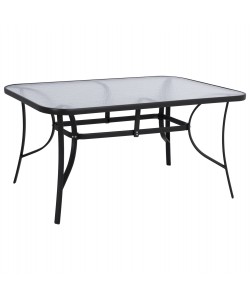 ΤΡΑΠΕΖΙ BRUNO 150X90Χ72Υεκ. ΜΕΤΑΛΛΙΚΟ ΜΑΥΡΟ ΜΕ ΓΥΑΛΙΝΗ ΕΠΙΦΑΝΕΙΑ HM5145.03