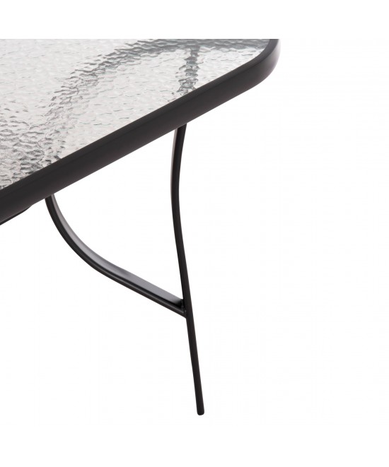 ΤΡΑΠΕΖΙ BRUNO 150X90Χ72Υεκ. ΜΕΤΑΛΛΙΚΟ ΜΑΥΡΟ ΜΕ ΓΥΑΛΙΝΗ ΕΠΙΦΑΝΕΙΑ HM5145.03