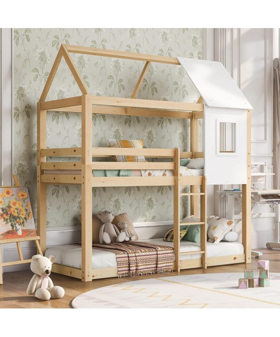 ΠΑΙΔΙΚΗ ΚΟΥΚΕΤΑ ΣΠΙΤΑΚΙ τ.MONTESSORI HOOD HM705.01 ΞΥΛΟ ΠΕΥΚΟΥ ΣΕ ΦΥΣΙΚΟ-ΣΤΡΩΜΑΤΑ 190x90εκ