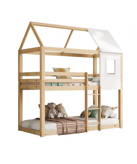 ΠΑΙΔΙΚΗ ΚΟΥΚΕΤΑ ΣΠΙΤΑΚΙ τ.MONTESSORI HOOD HM705.01 ΞΥΛΟ ΠΕΥΚΟΥ ΣΕ ΦΥΣΙΚΟ-ΣΤΡΩΜΑΤΑ 190x90εκ