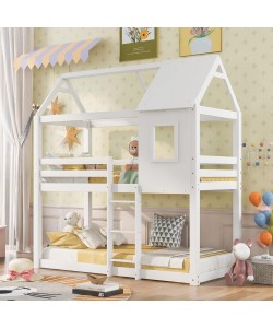 ΠΑΙΔΙΚΗ ΚΟΥΚΕΤΑ ΣΠΙΤΑΚΙ  τ.MONTESSORI HOOD HM705.03 ΞΥΛΟ ΠΕΥΚΟΥ ΣΕ ΛΕΥΚΟ-ΣΤΡΩΜΑΤΑ 190x90εκ