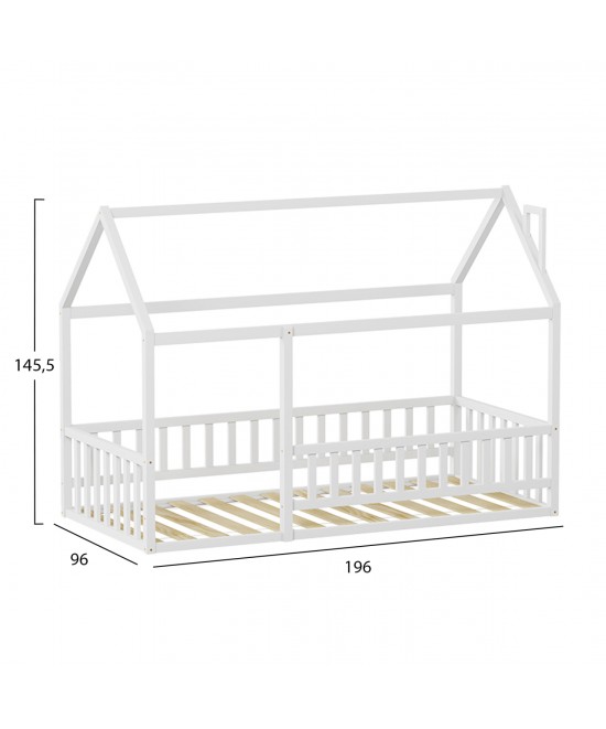 ΚΡΕΒΑΤΙ ΠΑΙΔΙΚΟ ΜΕ ΚΑΓΚΕΛΟ HOUSER HM706.03 τ.MONTESSORI ΞΥΛΟ ΠΕΥΚΟ ΛΕΥΚΟ-190x90εκ