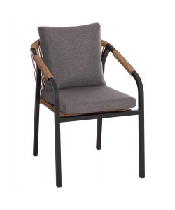 ΠΟΛΥΘΡΟΝΑ MAERLY HM6051.13 ΑΝΘΡΑΚΙ ΑΛΟΥΜΙΝΙΟ & ΜΑΞΙΛΑΡΙΑ-ΚΑΦΕ P.E.RATTAN 57x60x84Υεκ.