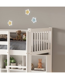 ΠΑΙΔΙΚH KOYKETA τ.MONTESSORI ΜΕ ΓΡΑΦΕΙΟ & ΒΙΒΛΙΟΘΗΚΗ LIBRO HM708.03 ΞΥΛΟ ΠΕΥΚΟΥ ΛΕΥΚΟ- 90x190εκ