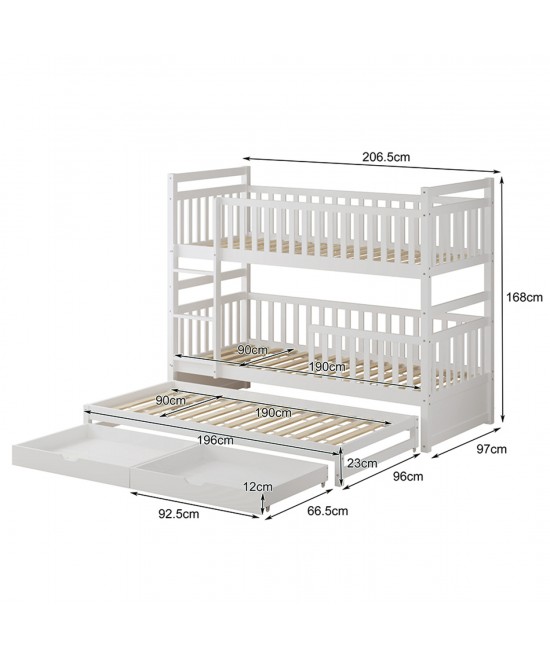 ΠΑΙΔΙΚΗ ΚΟΥΚΕΤΑ ΜΕ 3 ΚΡΕΒΑΤΙΑ & 2 ΣΥΡΤΑΡΙΑ TRIPLON HM709.03 ΞΥΛΟ ΠΕΥΚΟΥ 90x190-200εκ